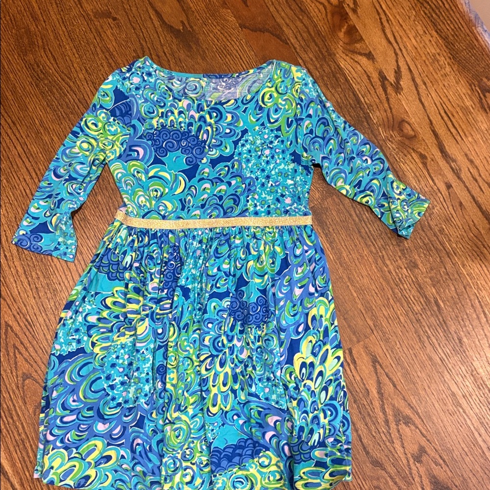 Vibrant Blue and Green Patterned Dress